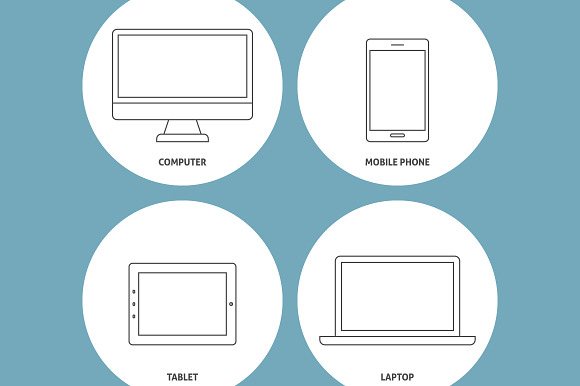 Set Of Devices Outline Icons