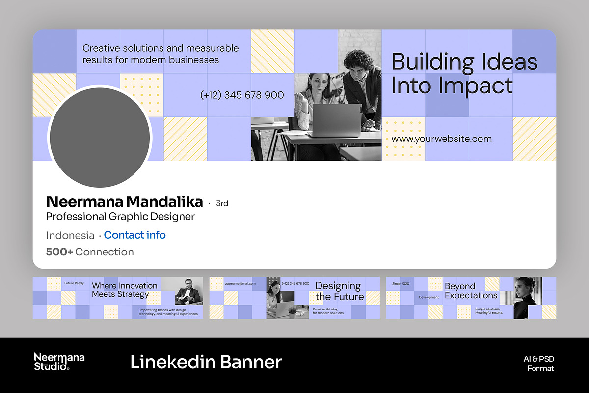 Pixel Style Linkedin Banner, a Social Media Template by Neermana (Photo 1 of 4)