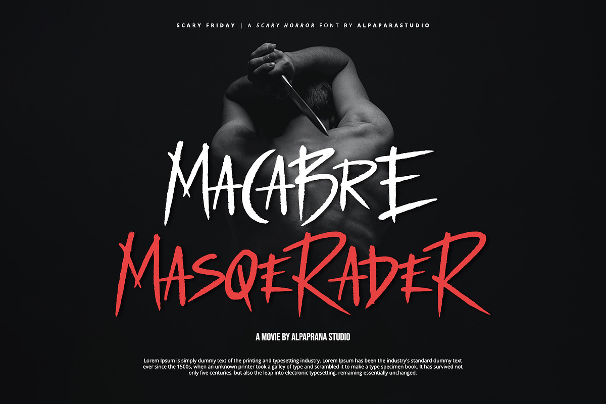 Scary Friday - Horror Display Font, a Script Font by Alpaprana (Photo 3 of 11)
