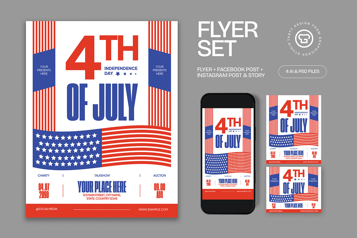 4th July Independence Day Flyer, a Flyer Template by graphicook (Photo 1 of 3)