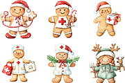 Christmas Gingerbread Nurse Clipart, an Illustration by CraftArtStudio (Thumbnail 3 of 6)
