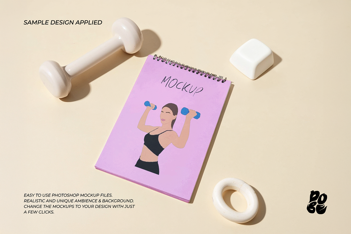 Workout Notepad Mockup Set, a Books & Magazine Mockup by DOBE Studio (Photo 2 of 9)