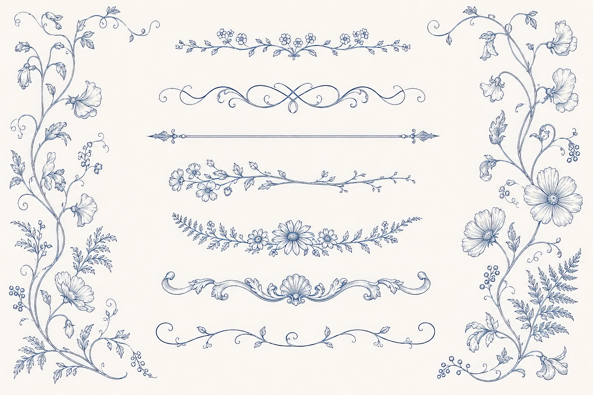 Vintage Toile Floral Frames Elements, an Object Graphic by Olya Creative (Photo 8 of 12)