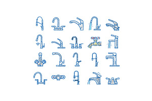 faucet water sink tap bathroom icons, an Object Illustration by pikepicture