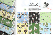 Watercolor Stork Seamless Patterns, an Animal Illustration by OlDm_Shop (Thumbnail 1 of 10)