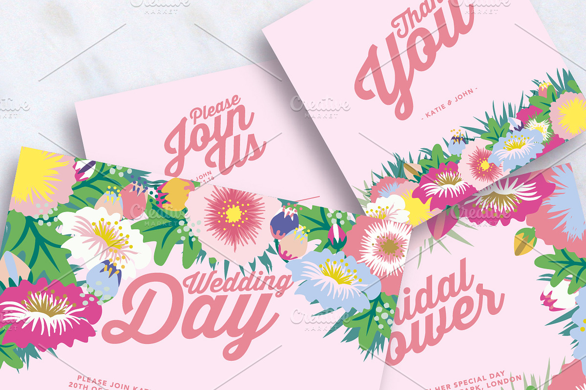 Wedding Set with Blossoming Flowers, an Invitation Template by stockhype (Photo 2 of 2)