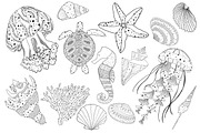 Sea life. Doodling collection., an Object Graphic by Funny-sunny (Thumbnail 3 of 6)