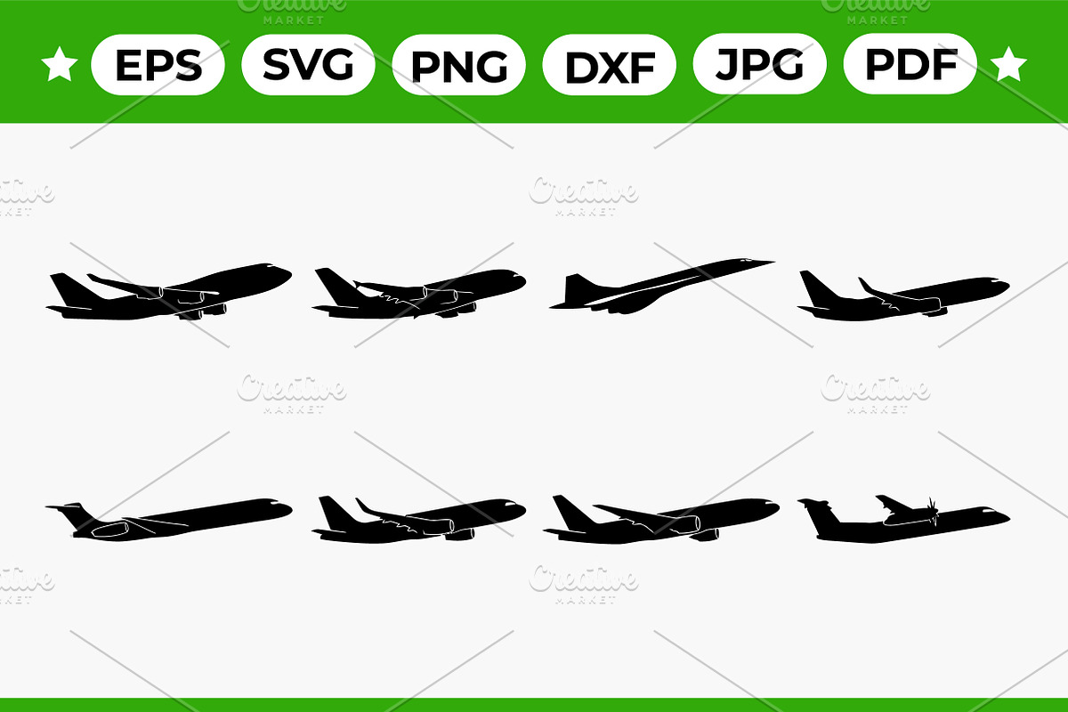 Airplane Silhouette Vector Bundle, an Object Graphic by Artonix (Photo 1 of 3)