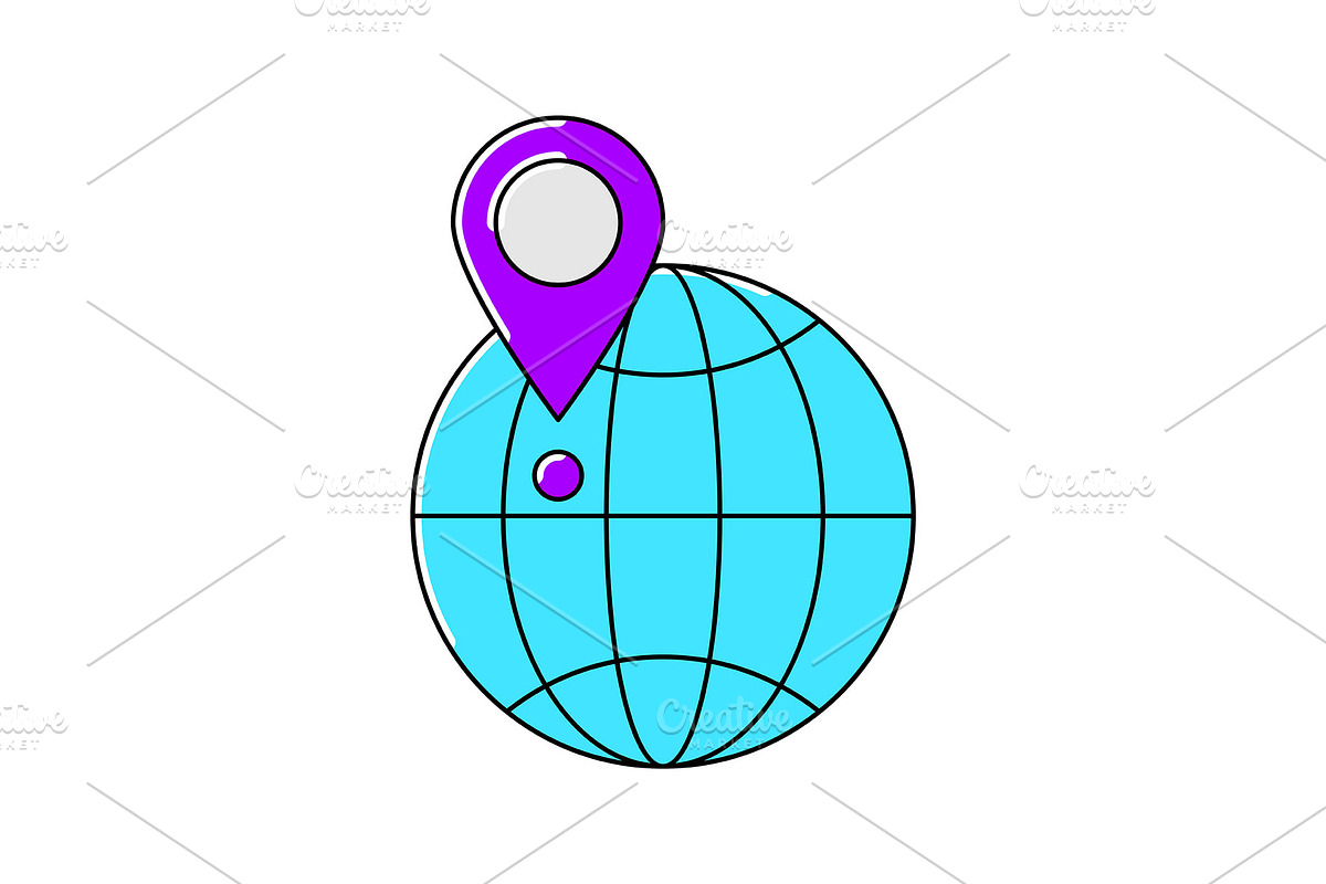 Globe with marker icon., a Transportation Illustration by incomible