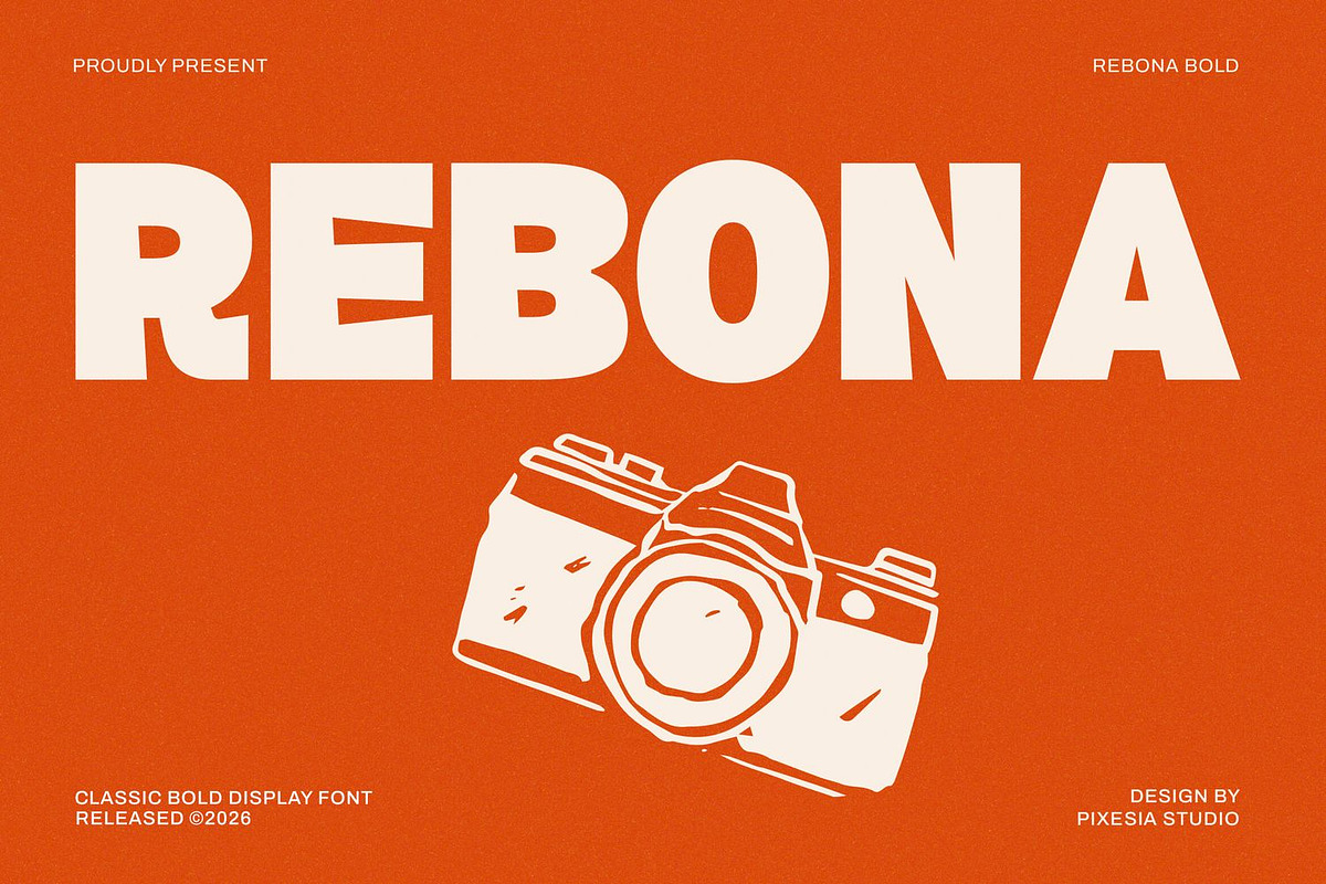 Rebona - Bold Display Font, a Sans Serif Font by Pixesia Studio (Photo 1 of 12)