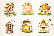 Watercolor Bee Home Clipart, an Illustration by Dream Creation (Thumbnail 5 of 6)