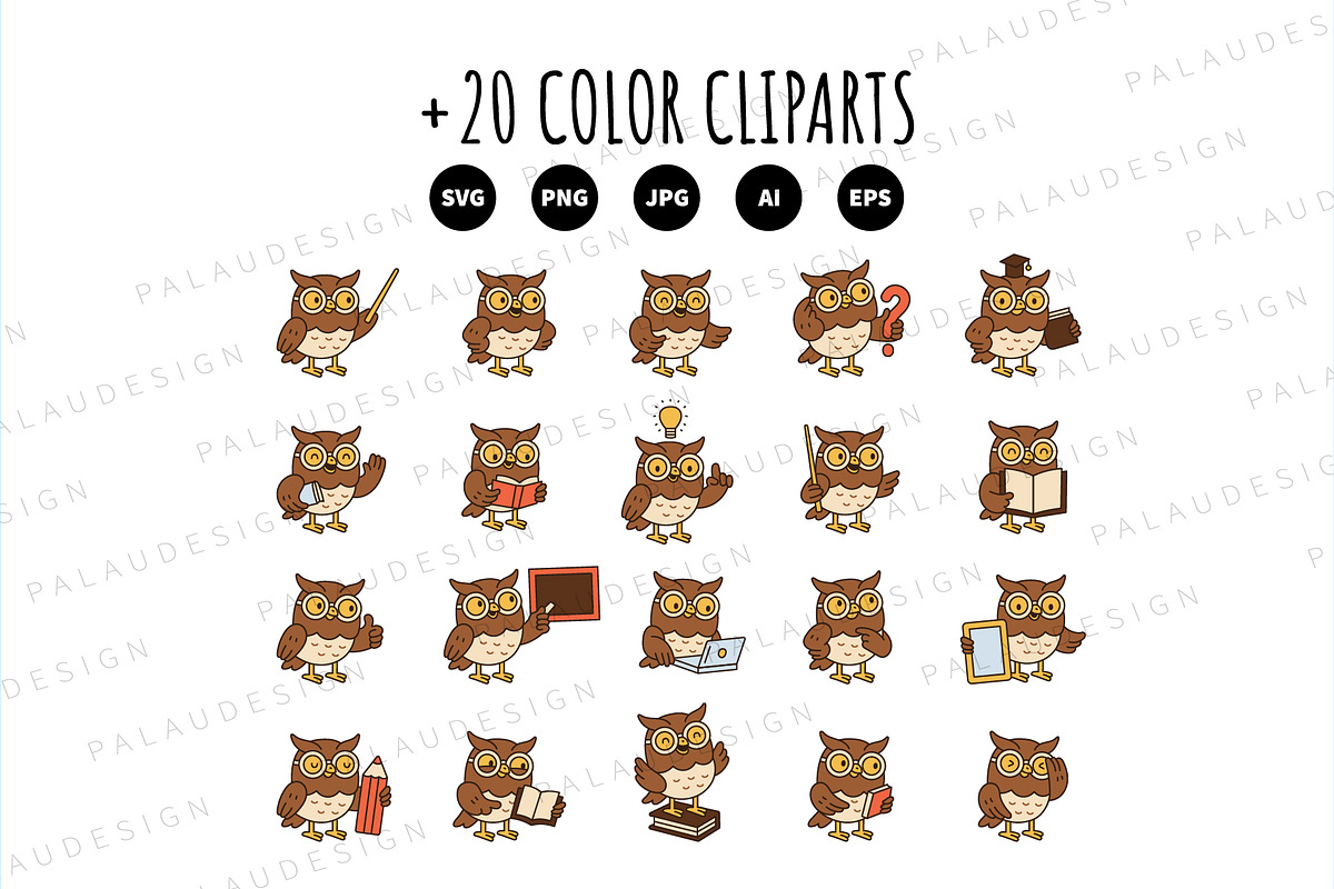 Owl Teacher Character Bundle, an Education Illustration by Palau (Photo 7 of 9)