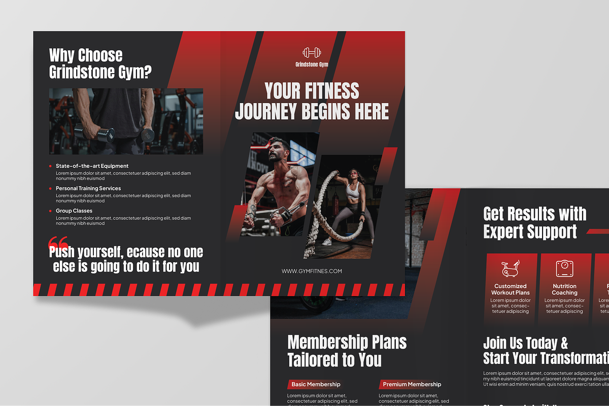 Red Gym Sport Bifold Brochure, a Brochure Template by Annora Studio (Photo 3 of 6)