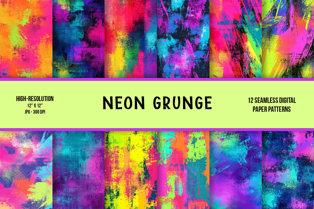 Neon Grunge Seamless - Volume 1, a Pattern Graphic by Chromolume Studio (Photo 1 of 15)
