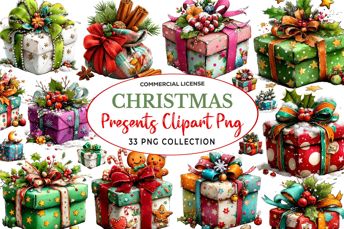 Whimsical Christmas Presents Clipart, a Seasonal Illustration by fashionaddict (Photo 1 of 4)