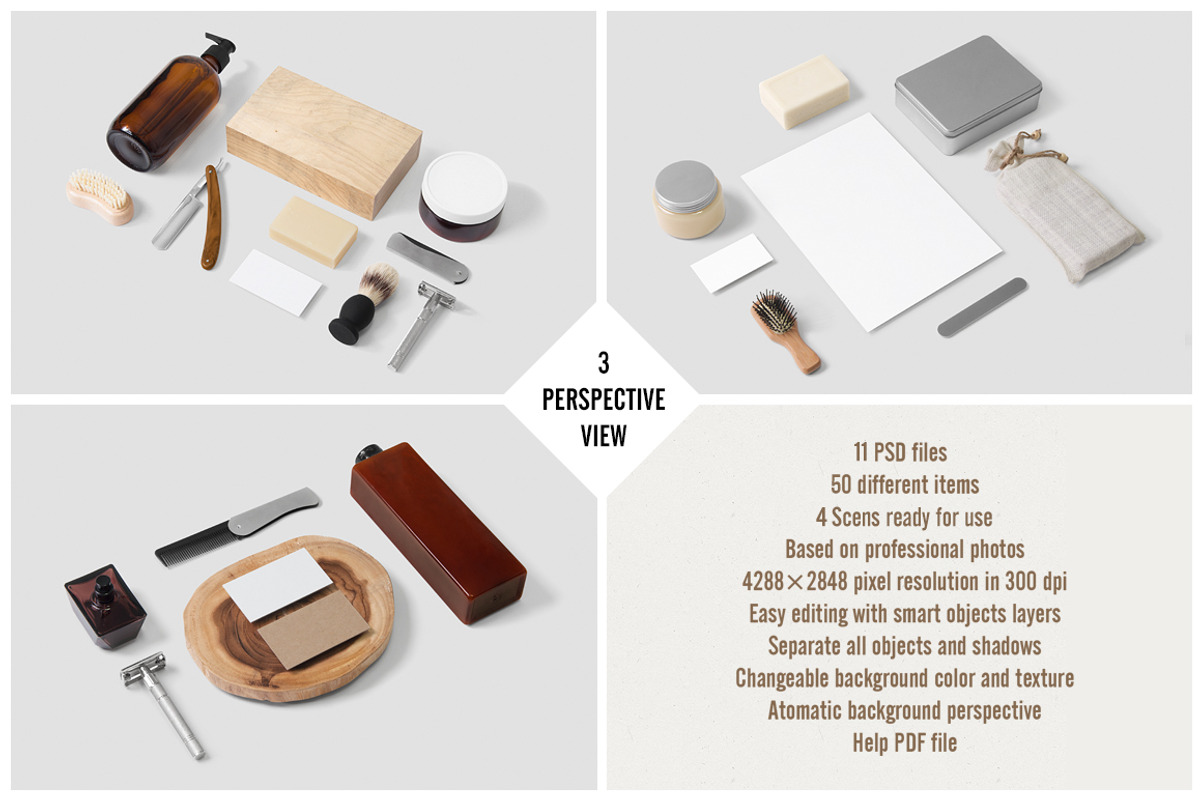 Barber & Cosmetics Branding Mock-Up, a Product Mockup by forgraphic™ (Photo 3 of 4)