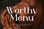 Worthy Menu Elegant Serif Font, a Serif Font by Artiveko (Thumbnail 1 of 7)