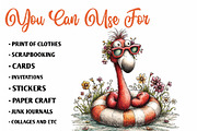 Whimsical Summer Flamingo Clipart, an Illustration by CreationArt (Thumbnail 3 of 7)