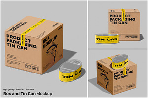 Box and Tin Can Mockup, a Packaging Mockup by Unerispace