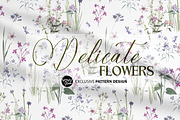 Delicate Flowers Pattern Design, a Pattern Graphic by VOVU Studio (Thumbnail 1 of 10)