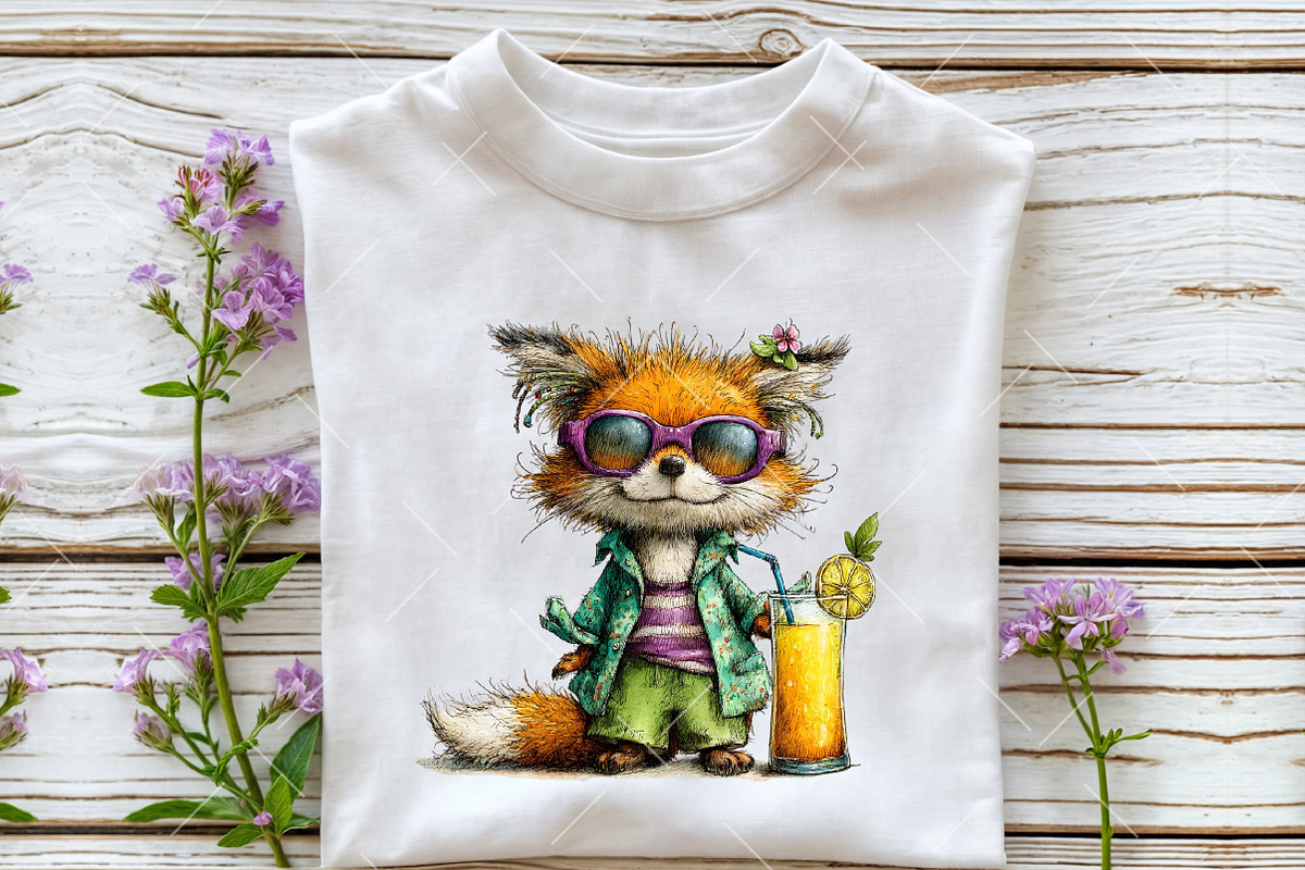 Whimsical Summer Funny Fox Clipart, an Illustration by OK Design (Photo 5 of 6)