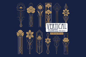 23 Art Deco Vertical Flowers