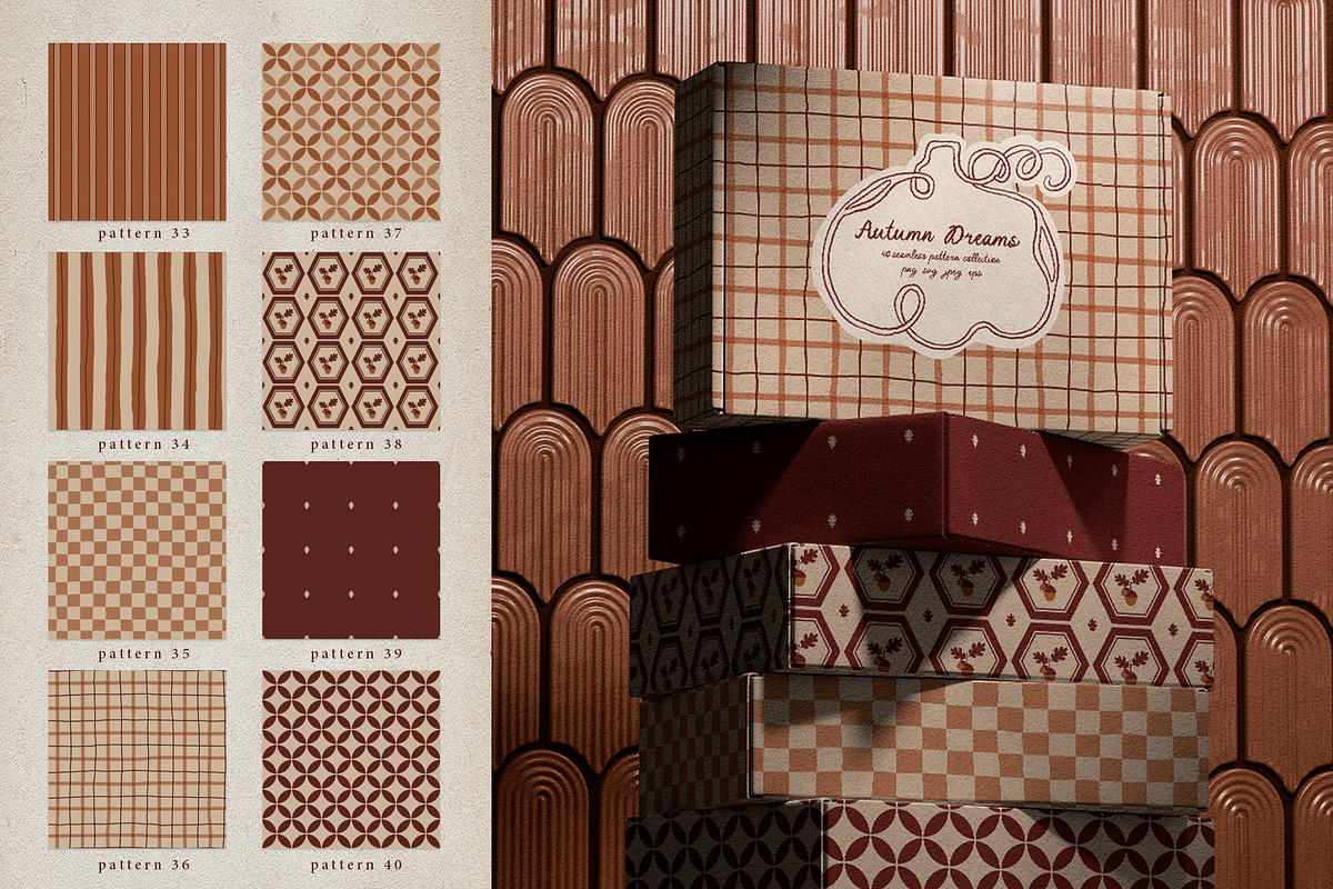 Autumn Dreams: 40 Seamless Patterns, a Pattern Graphic by Cute Atelier (Photo 5 of 9)