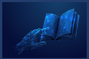 Navy Hand pointing at book low poly