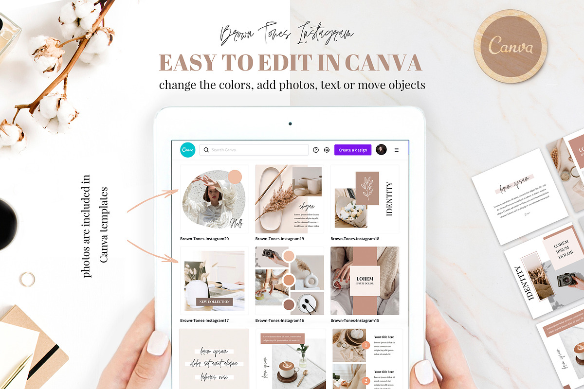Canva Instagram Templates in Brown Tones