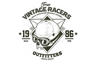 Vintage Racer Vector Dotwork Skull