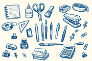 Hand Drawn Stationery Doodle Set, an Object Graphic by e-artdesign (Thumbnail 1 of 3)