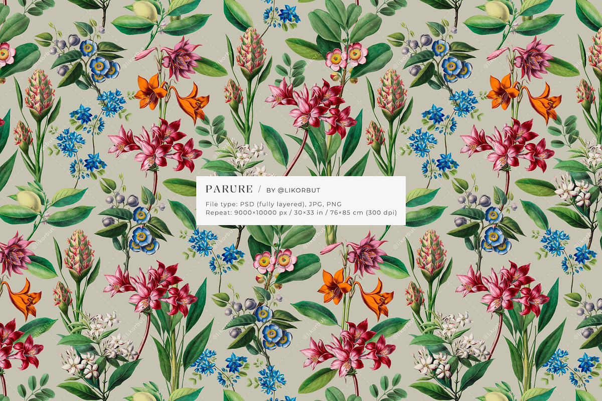 Exquisite Botanical Floral Pattern, a Pattern Graphic by likorbut (Photo 12 of 14)