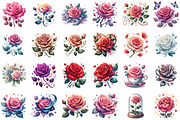 Glitter Roses Clipart - Flowers Clip, an Illustration by Sublimation Artist (Thumbnail 2 of 6)