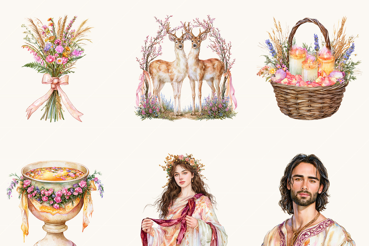 Watercolor Beltane Clipart Bundle, an Object Illustration by BusyDaydesign (Photo 6 of 9)