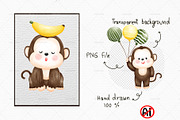 Baby boy monkey Watercolor clipart, an Animal Illustration by Vavavan Artwork (Thumbnail 4 of 4)