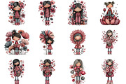Whimsical Flowers and Girls Big Clip, an Illustration by CraftArtStudio (Thumbnail 3 of 6)