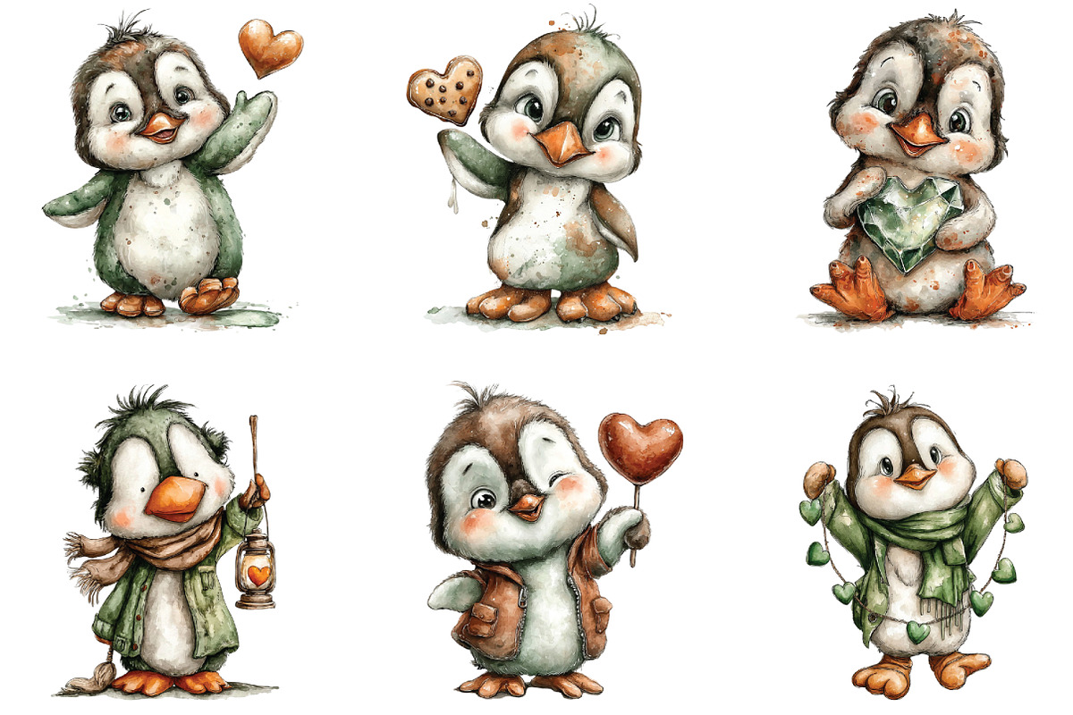 Cute Penguins Valentine Clipart, an Illustration by CraftArtStudio (Photo 4 of 6)