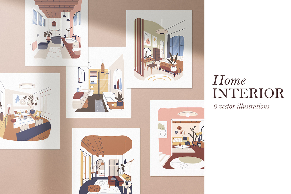 Modern home interior designs set, an Object Illustration by Good Studio (Photo 1 of 6)