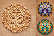 Owl 3D Mandala - SVG Laser cut file, an Object Graphic by Arshad Ali (Thumbnail 6 of 8)