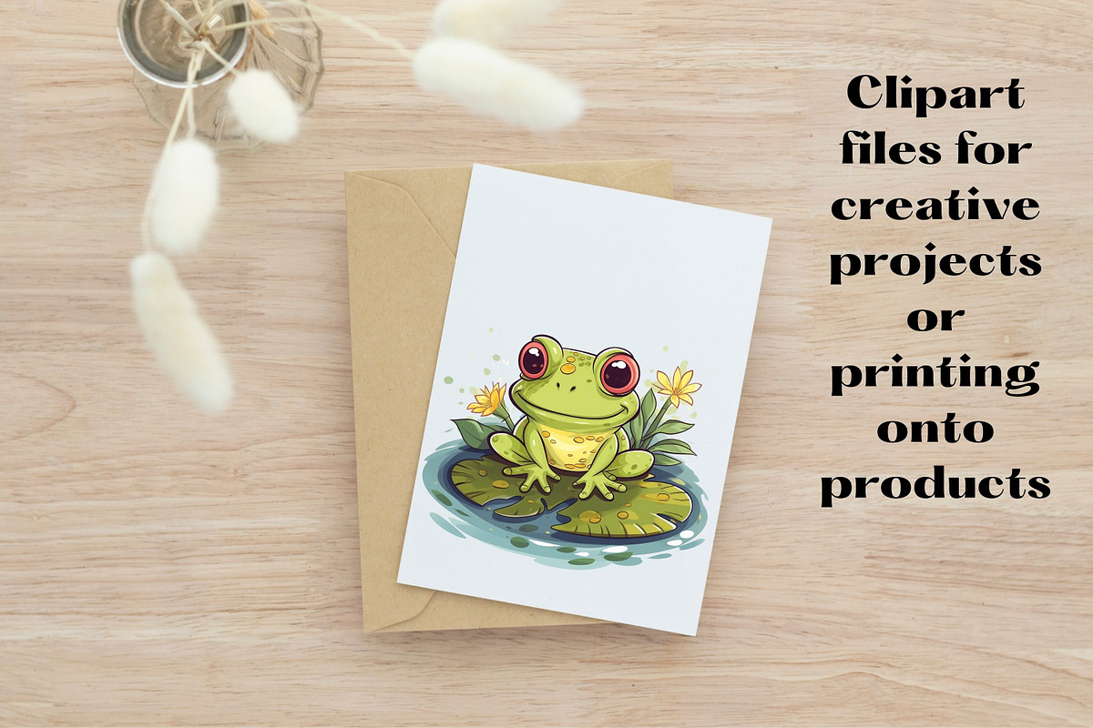 HAPPY FROGS on Lilypads Clipart Set, an Animal Illustration by Mermaids ...