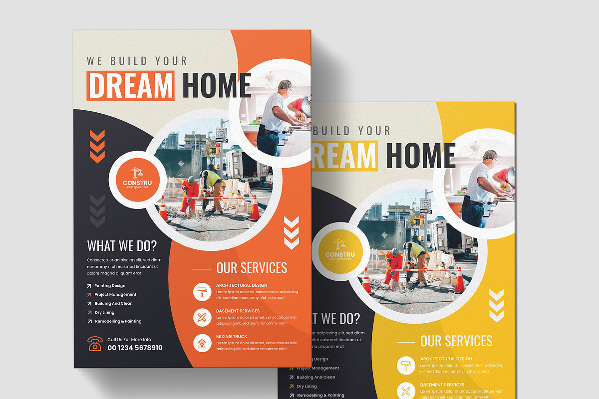 Construction Business Flyer Template, a Flyer Template by Pixelpick (Photo 1 of 3)