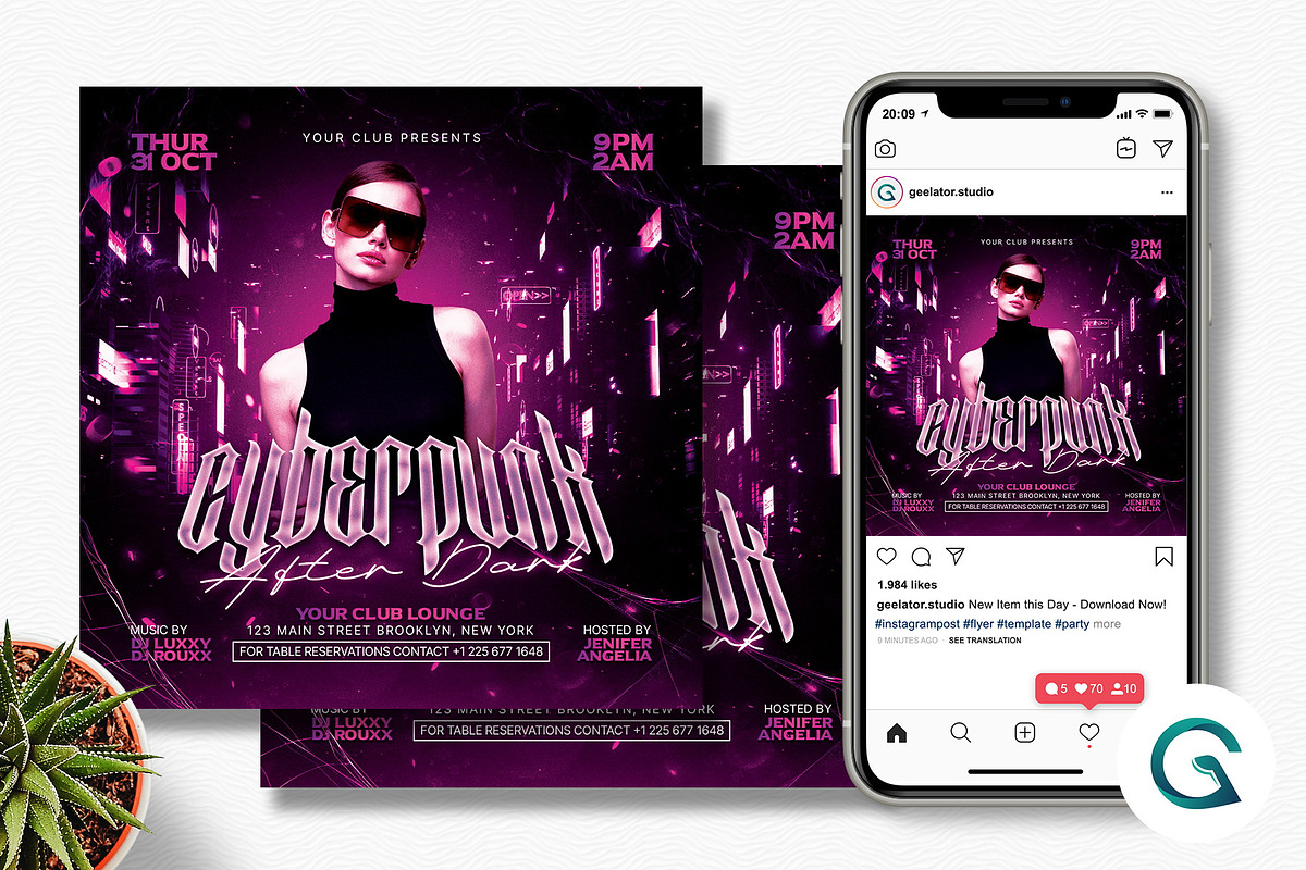 Cyberpunk After Dark Flyer Template, a Flyer Template by Geelator Studio