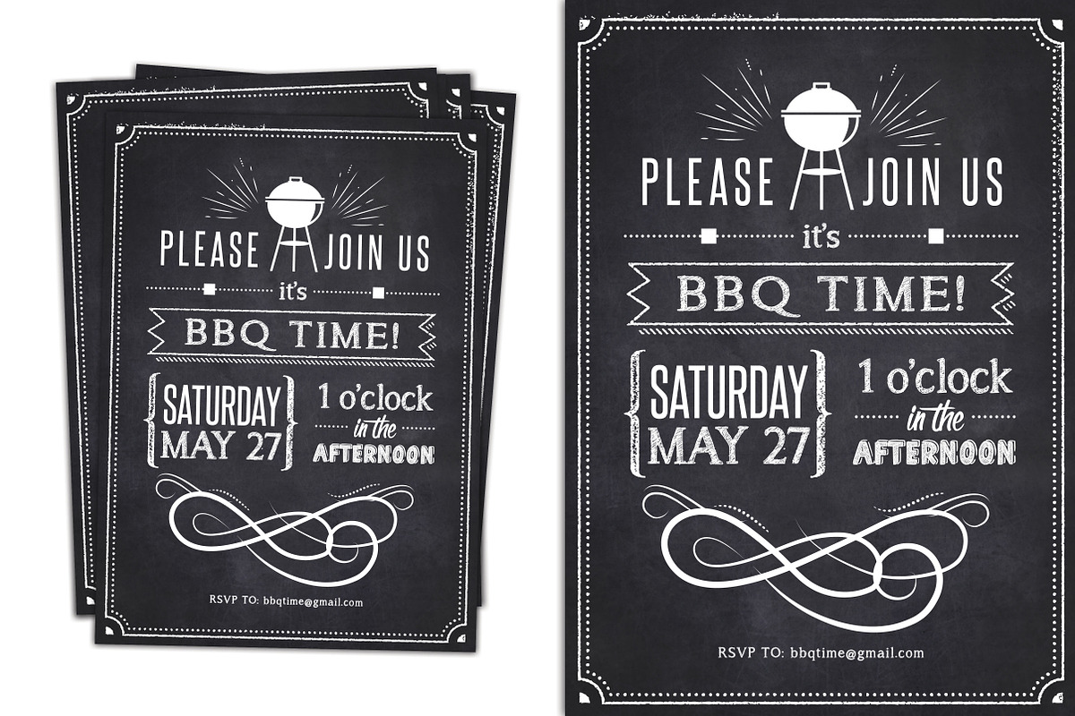 Chalkboard BBQ Party Invite, an Invitation Template by BF Studios (Photo 2 of 2)