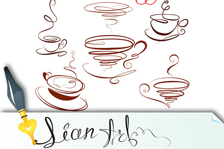Set of coffee cups icons preview 2