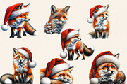 SANTA CHRISTMAS FOX CLIPART PACK, an Animal Illustration by Daring Digies (Thumbnail 2 of 4)