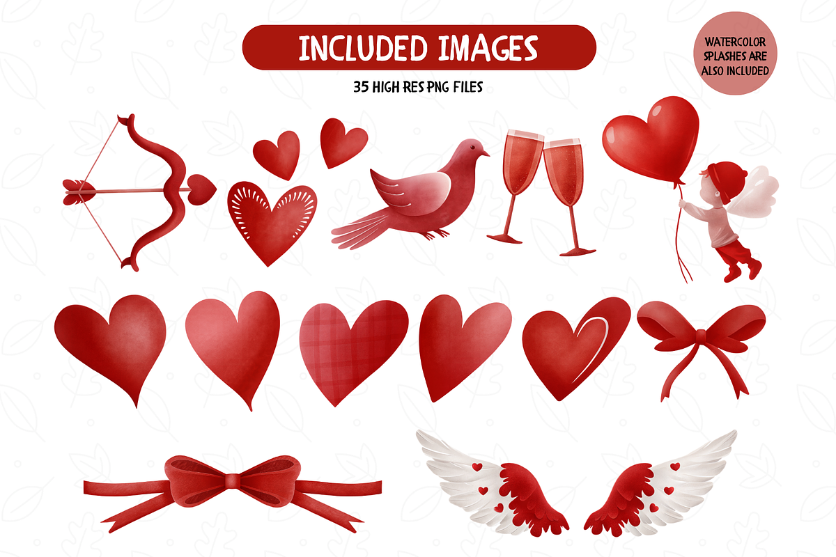 Valentines Day Watercolor Clipart Se, an Illustration by TatiMockup (Photo 3 of 5)