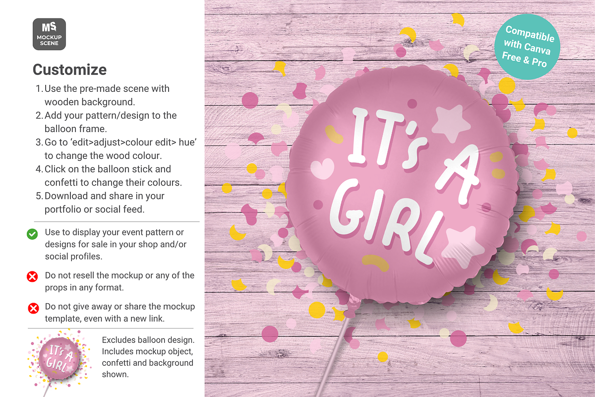 Foil Balloon Canva Smart Mockup, a Mockup by Mockup Scene (Photo 5 of 11)