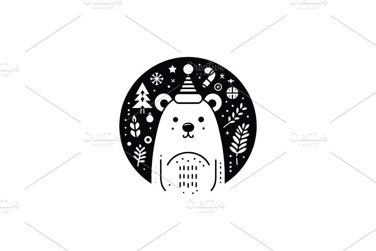 Bear Festive Holiday Circle Logo, a Branding & Logo Template by Vectorium Studio (Photo 1 of 2)