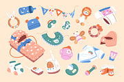 Cute baby items set + backgounds, an Object Illustration by PaperTrident (Thumbnail 2 of 6)