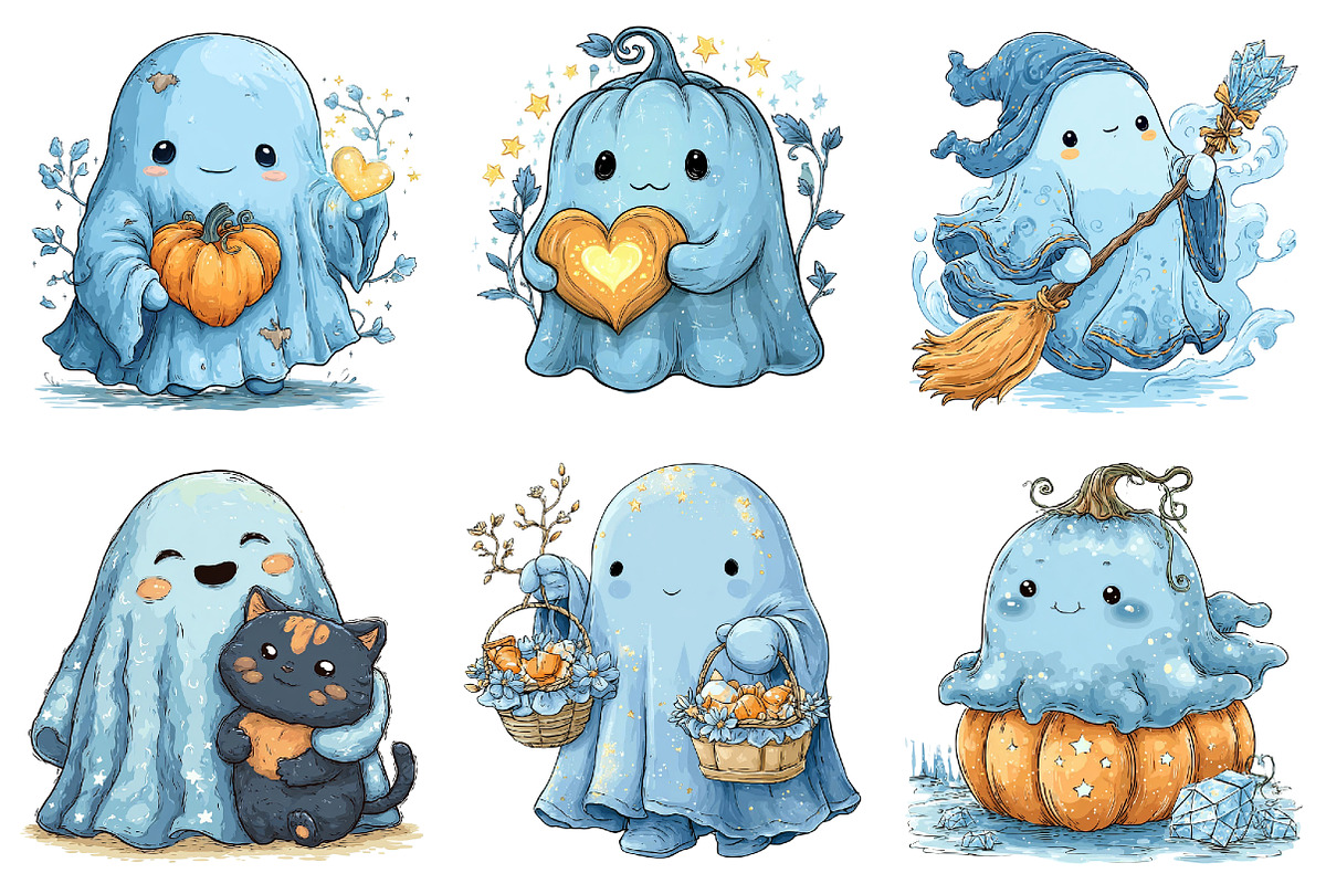 Iridescent Ghost Halloween Clipart, a Seasonal Illustration by DreamArtGraphic (Photo 3 of 5)